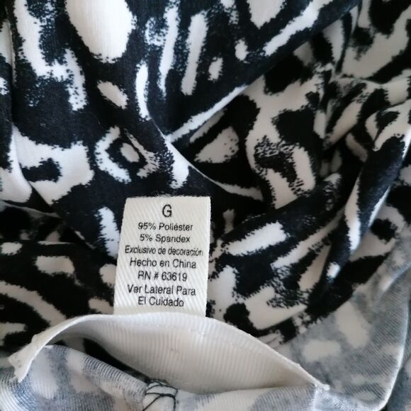 French Laundry Women's Black-White Ikat Open-Front Wrap Fringe Poncho Top Size L - Picture 6 of 8